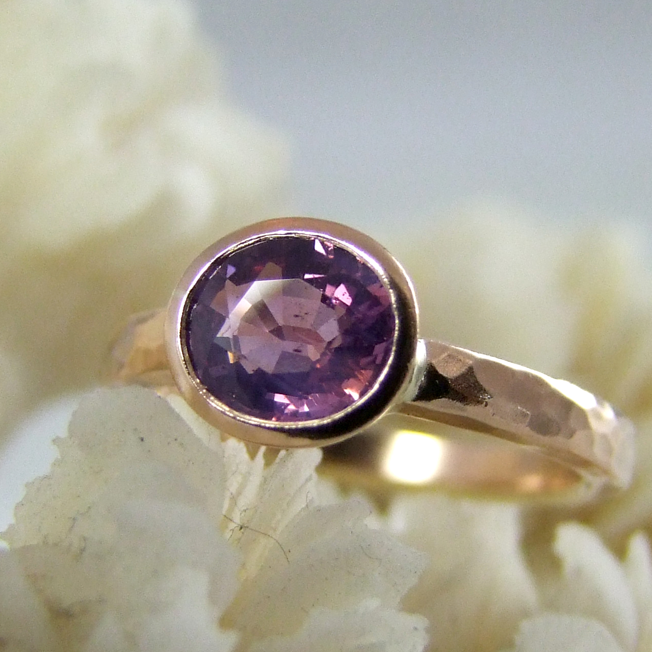 Handmade Purple Sapphire Rose Gold Ring