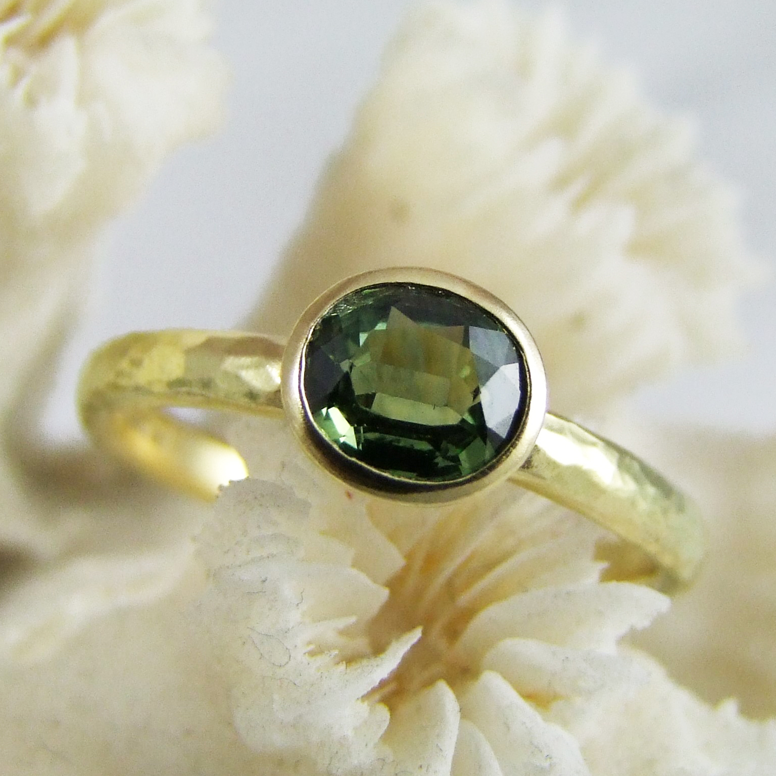 Handmade Olive Sapphire Ring