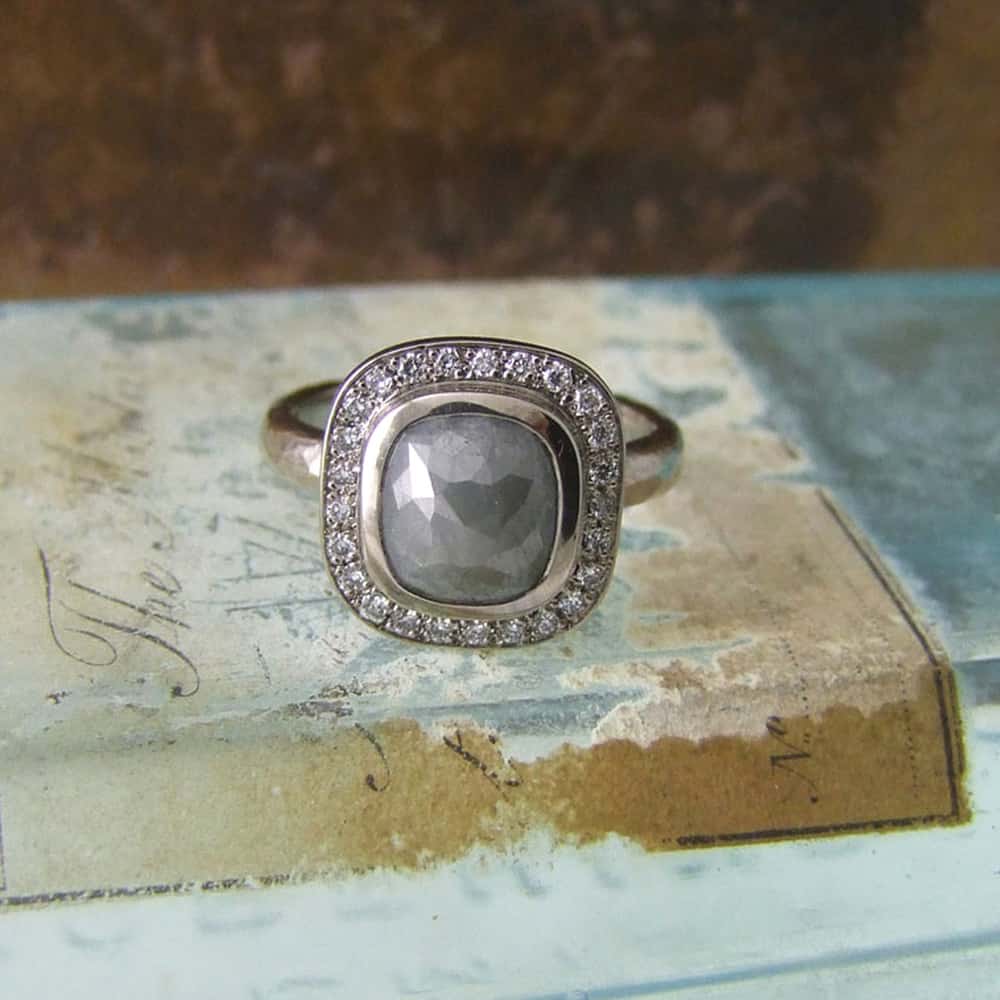 Rosecut Diamond Halo Ring