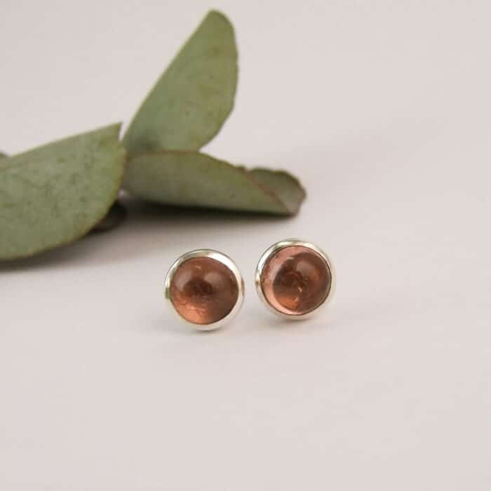 Pink Tourmaline Bubble Studs