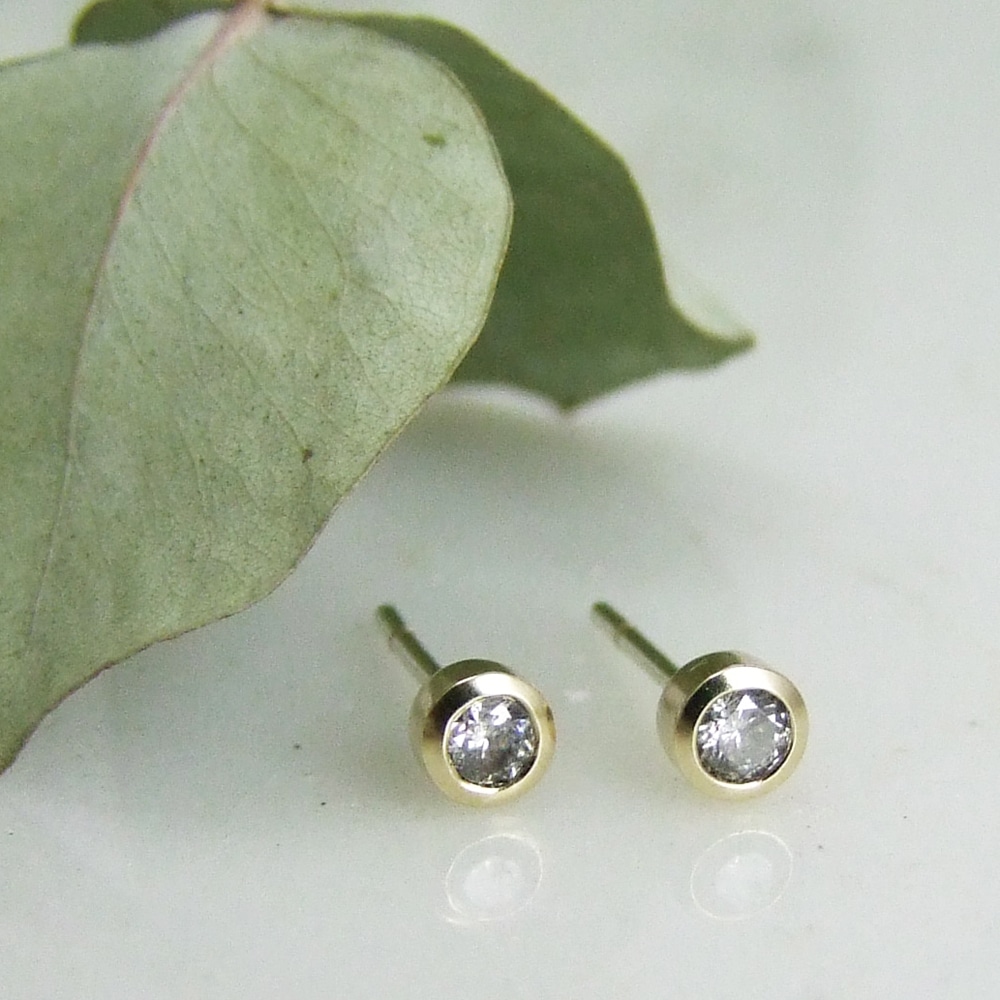 Tiny Salt And Pepper Diamond Studs - Image 2
