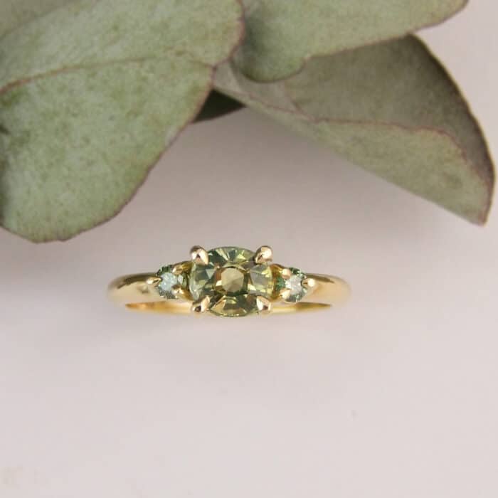Mint Sapphire And Diamond Ring