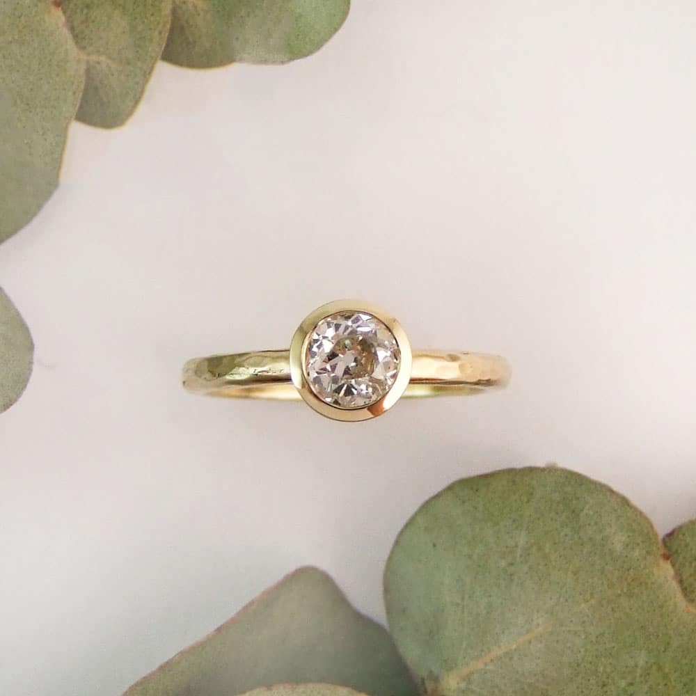 Old Mine Cut Petite Diamond Ring