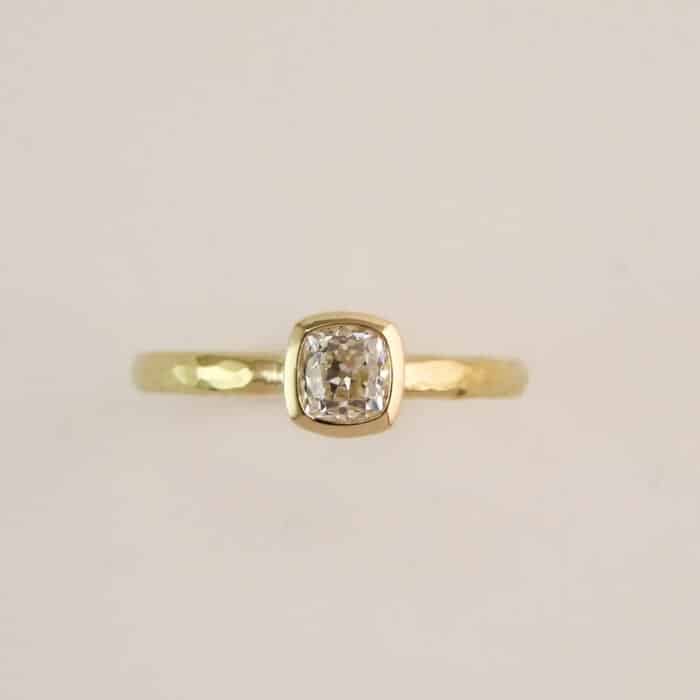 Old Mine Cut Petite Diamond Ring