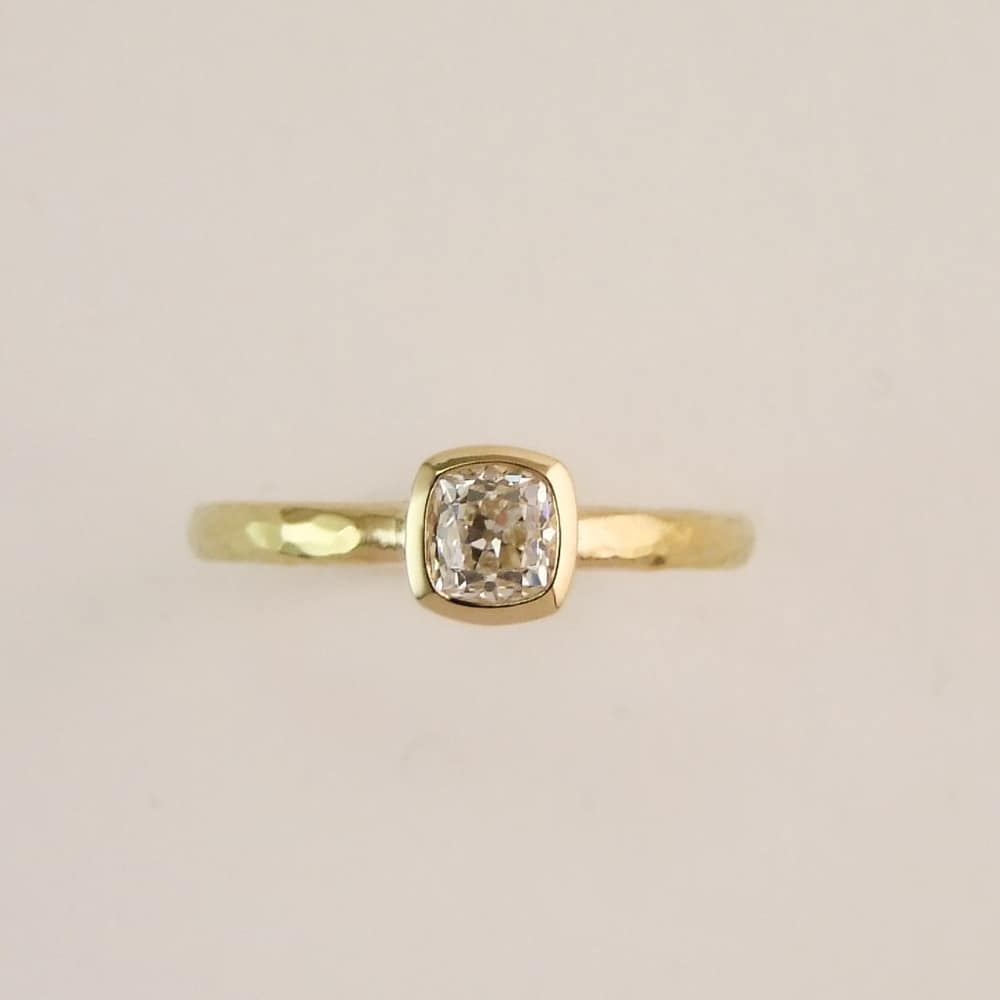 Old Mine Cut Petite Diamond Ring