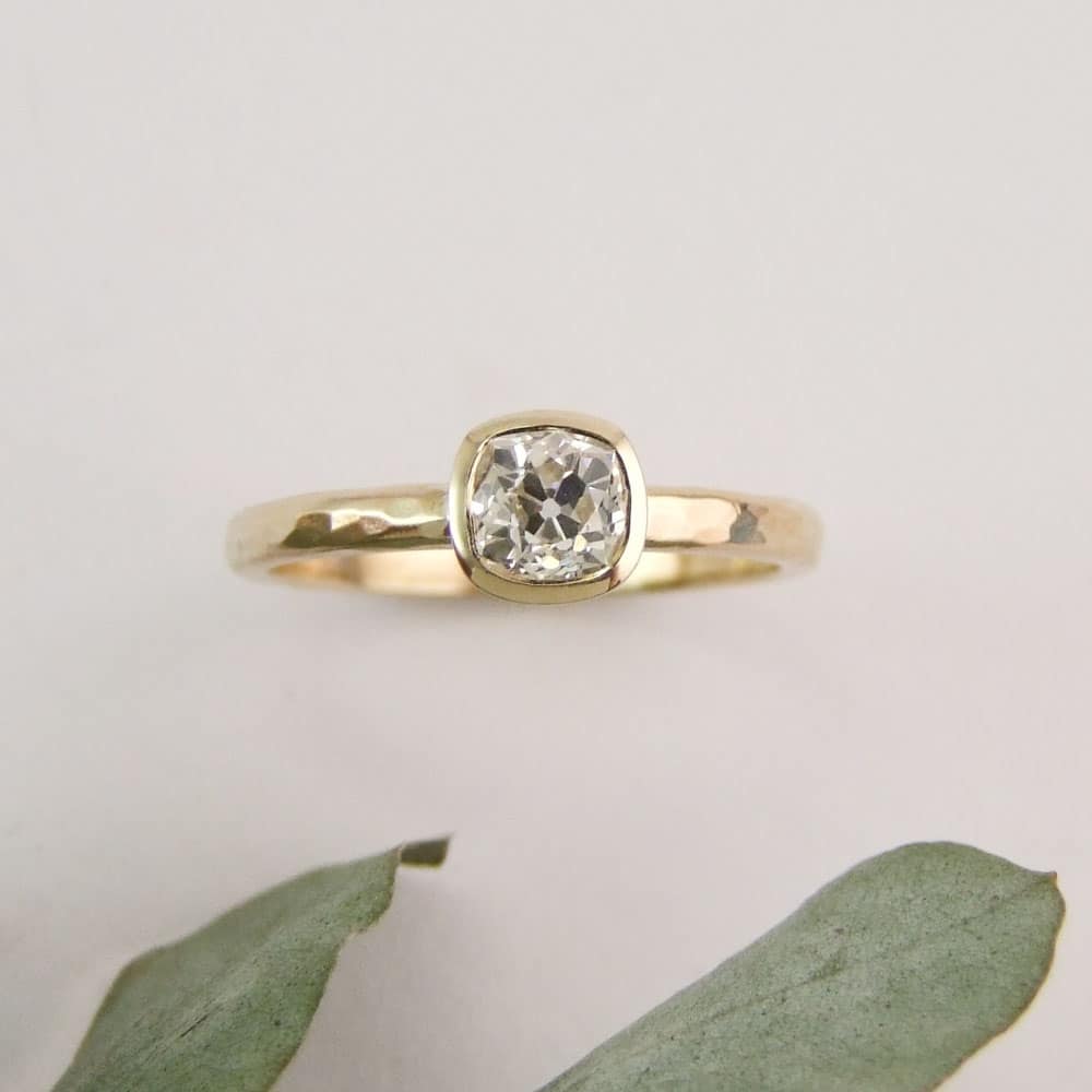 Old Mine Cut Petite Diamond Ring