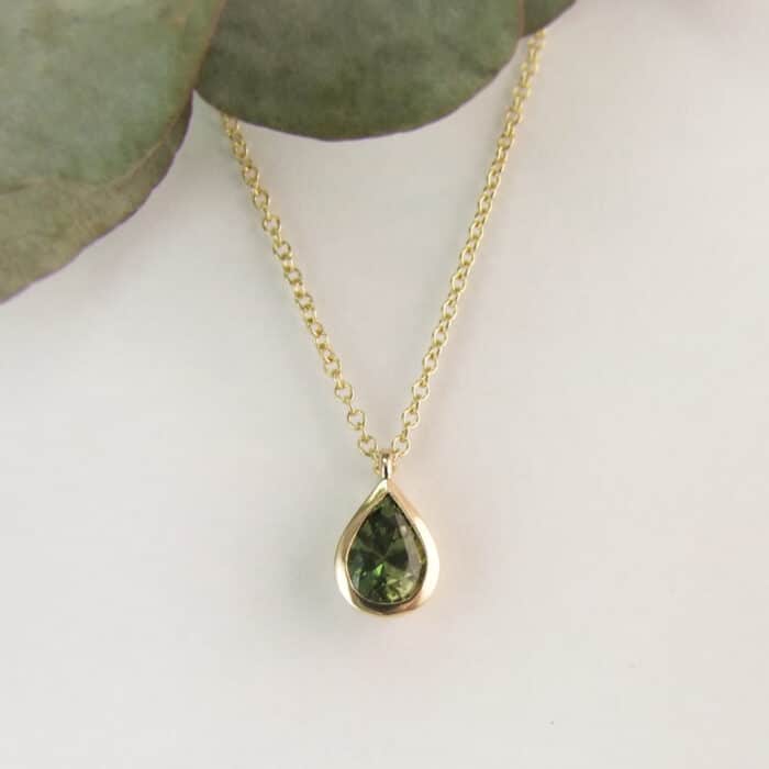 Green Sapphire Pear Necklace