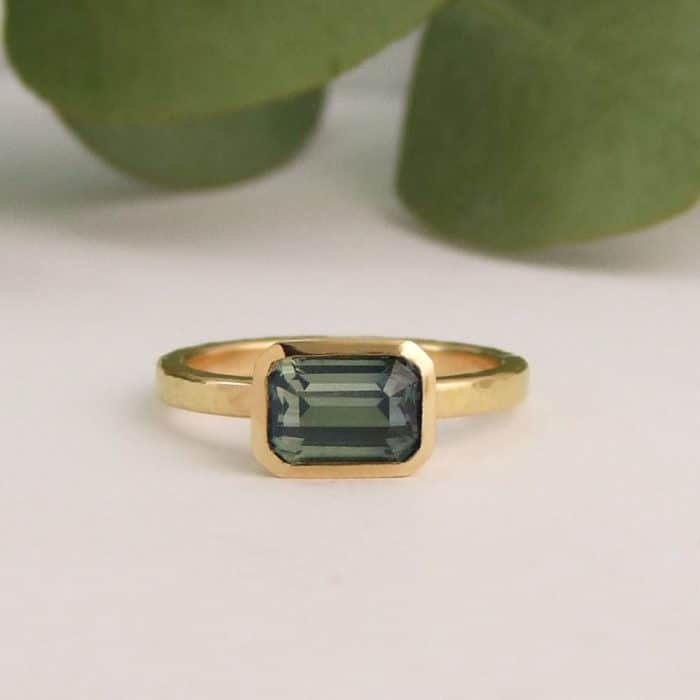 Octagon Teal Sapphire Ring