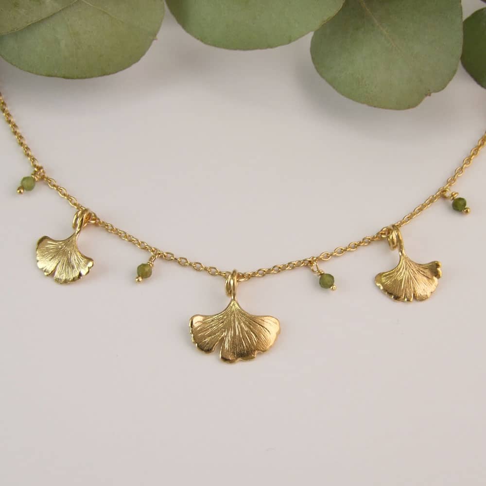 Ginkgo Three Leaf Necklace