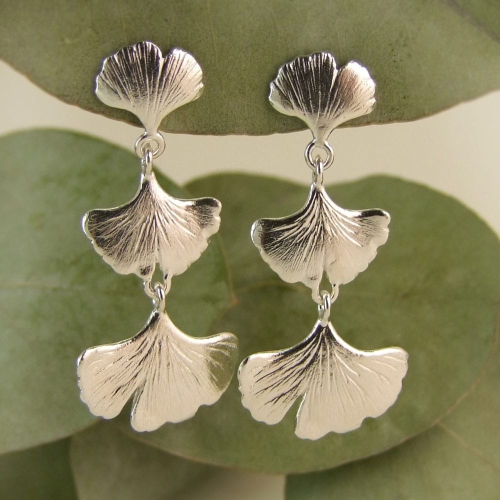 Ginkgo Three Drop Earrings - Image 2
