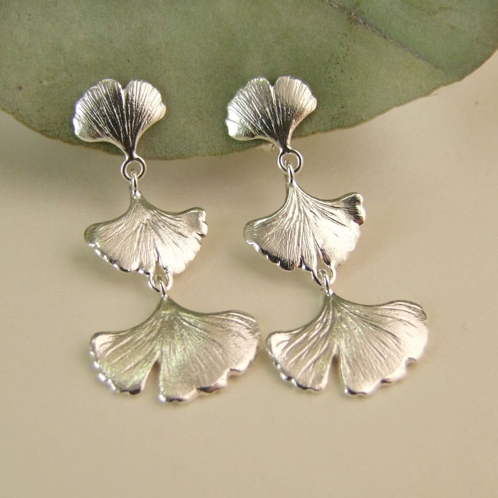 Ginkgo Three Drop Earrings