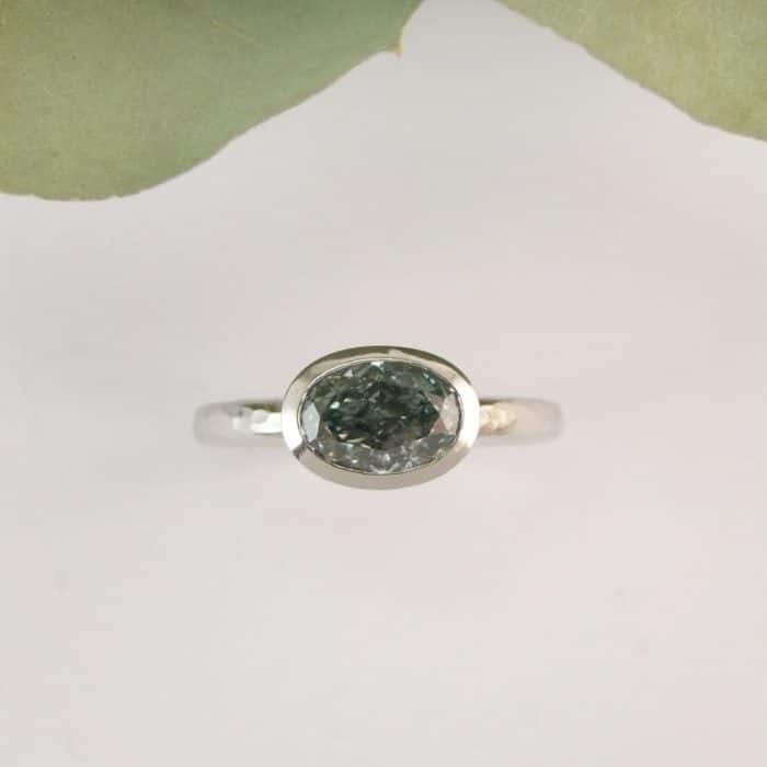 Blue Lab Grown Diamond Ring