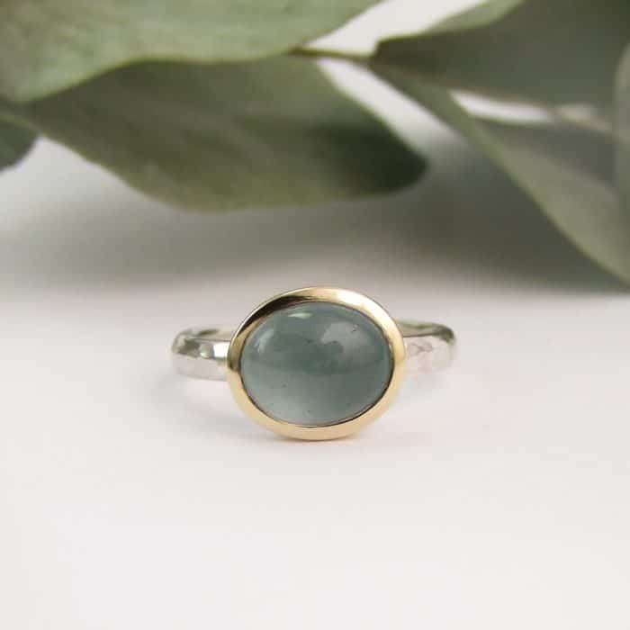 Oval Cabochon Aquamarine Ring