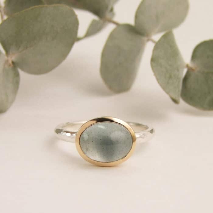 Oval Cabochon Aquamarine Ring