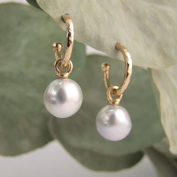 Silver Tahitian Pearl Mini Hoops