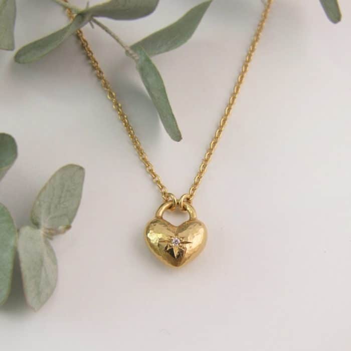 Star Set Diamond Heart Necklace