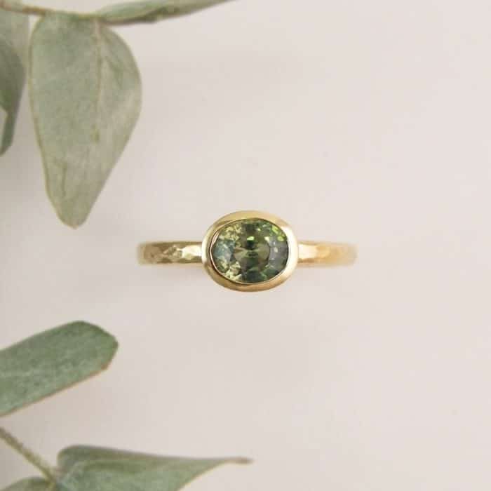 Bicolour Green Sapphire Ring