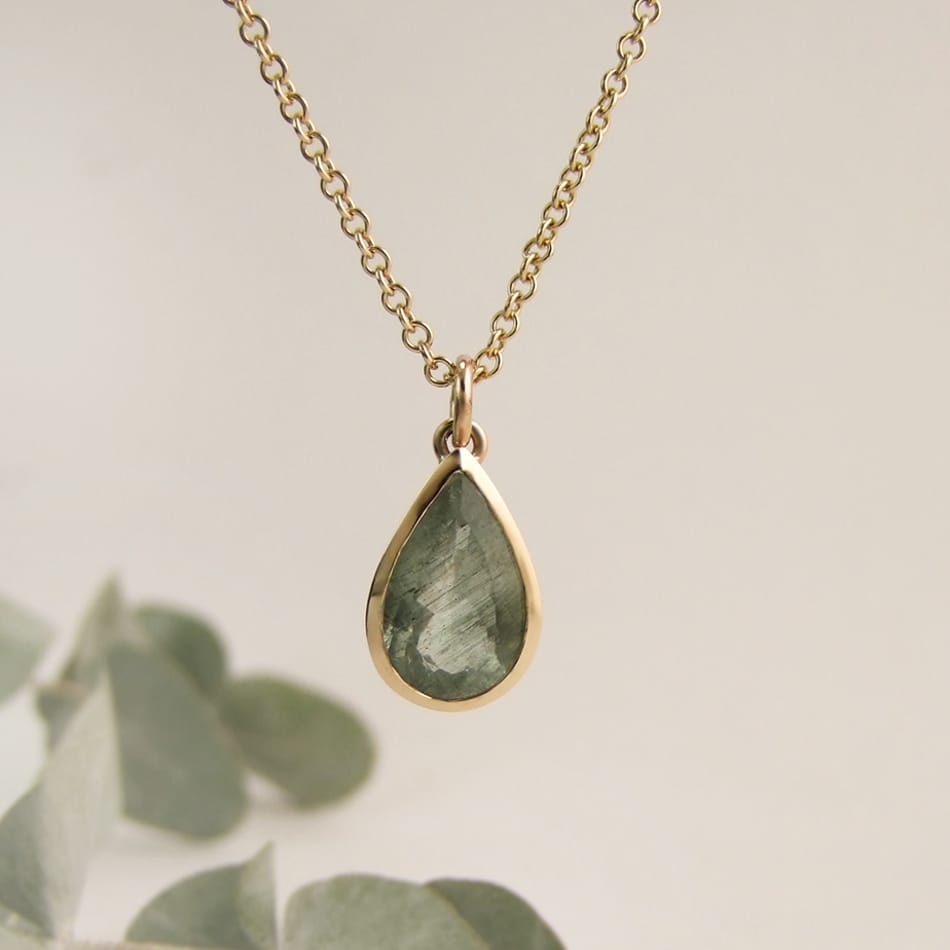 Faceted Pear Shape Aquamarine Necklace