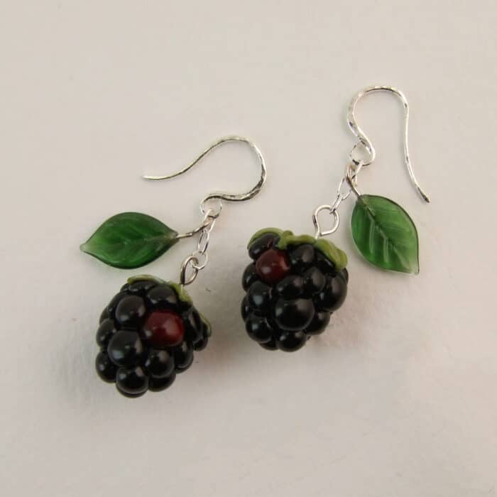 Glass Blackberry Hook Earrings