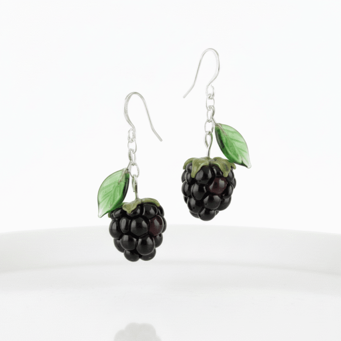 Glass Blackberry Hook Earrings