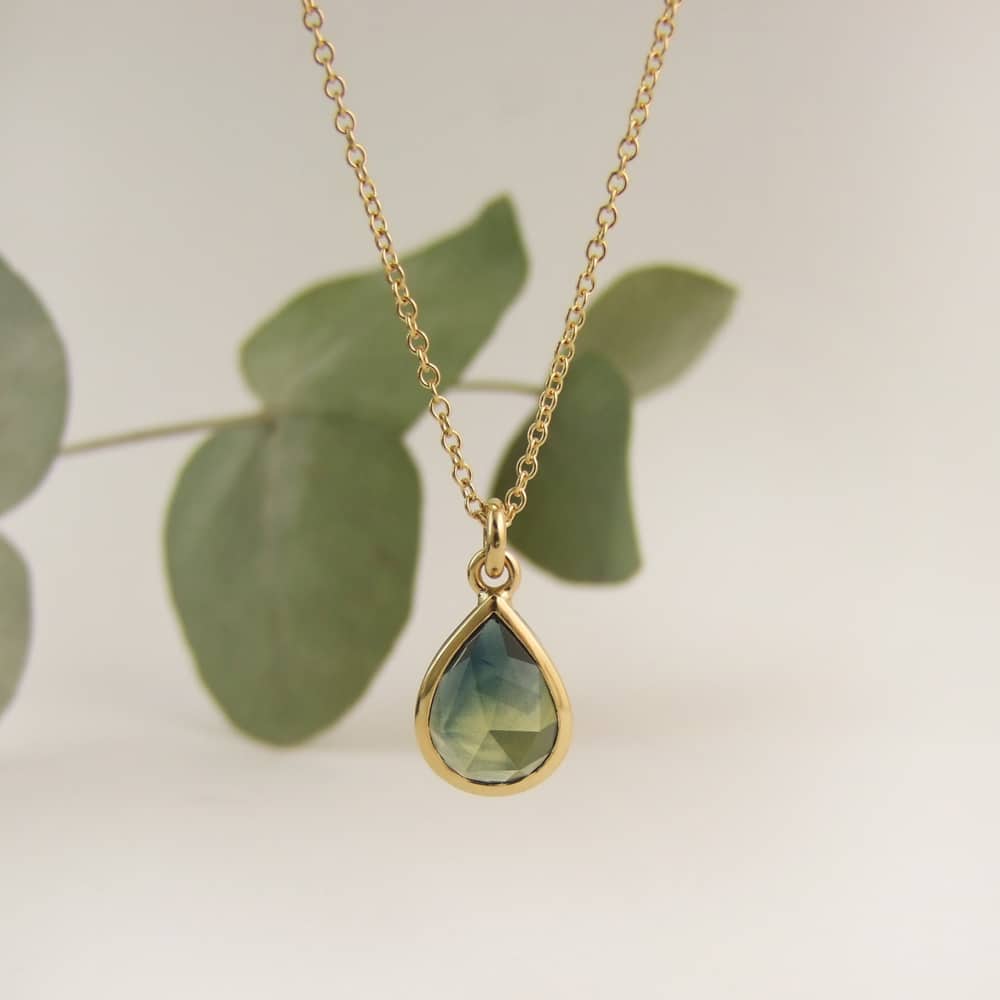 Rose Cut Green Sapphire Necklace