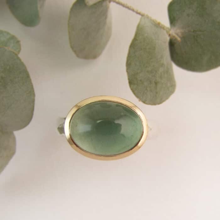 Mint Aquamarine Oval Cabochon Ring