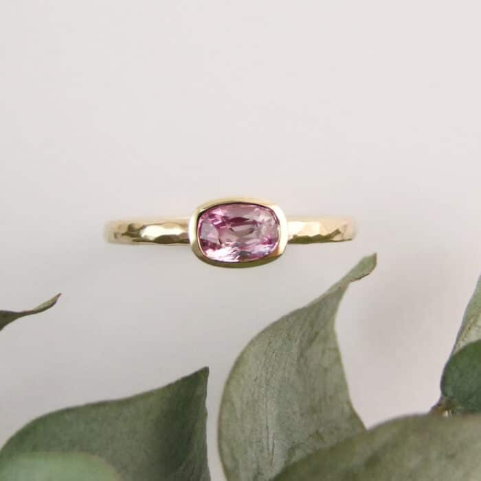 Bicolour Cushion Pink Sapphire Ring