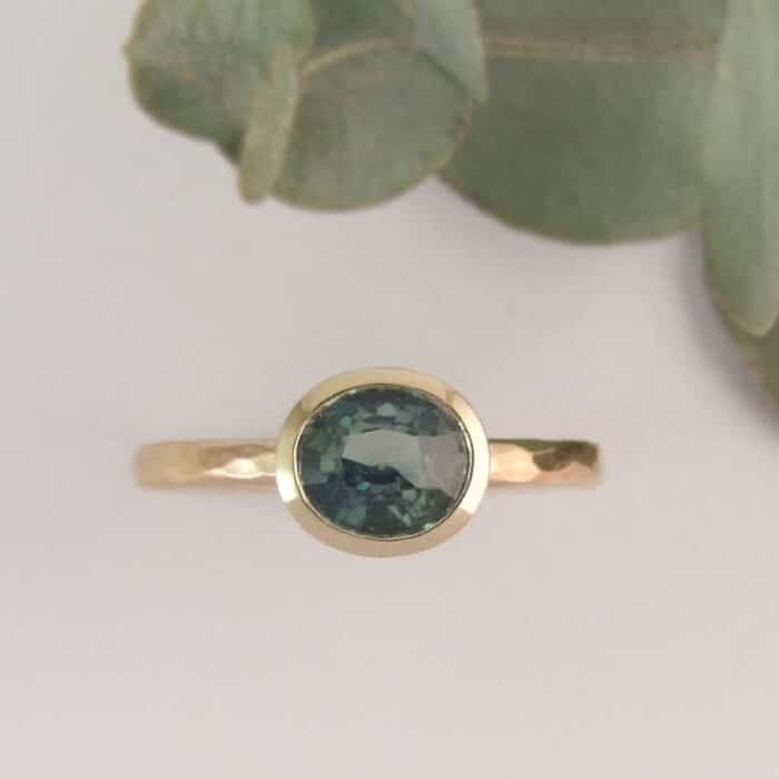 Oval Teal Sapphire Ring
