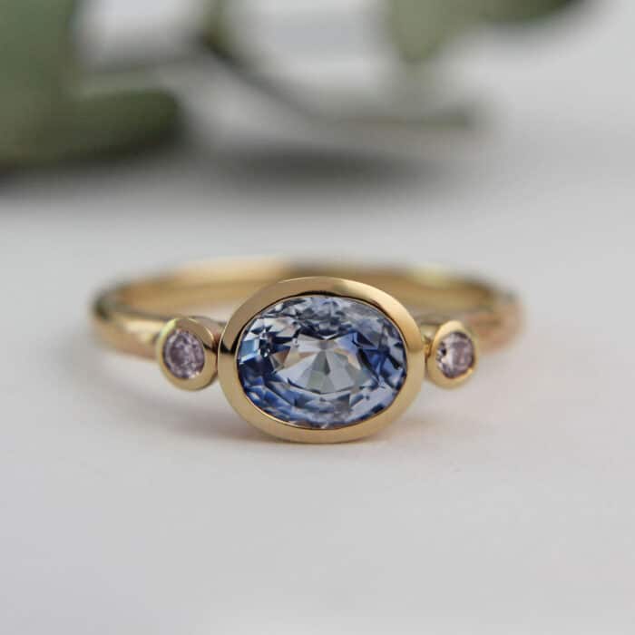 Sky Blue Pink Sapphire & Diamond Ring