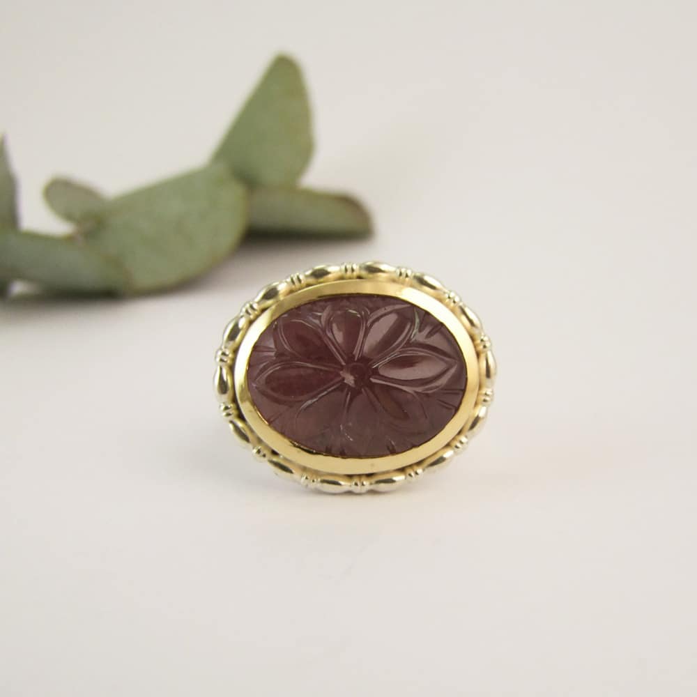 Carved Tourmaline Ring