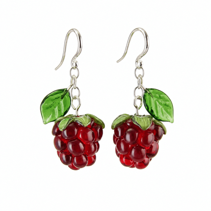 Glass Raspberry Hook Earrings