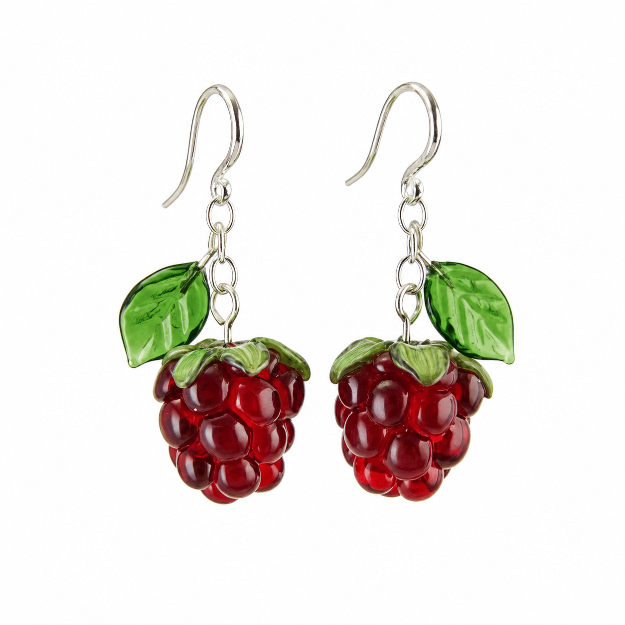 Glass Raspberry Hook Earrings