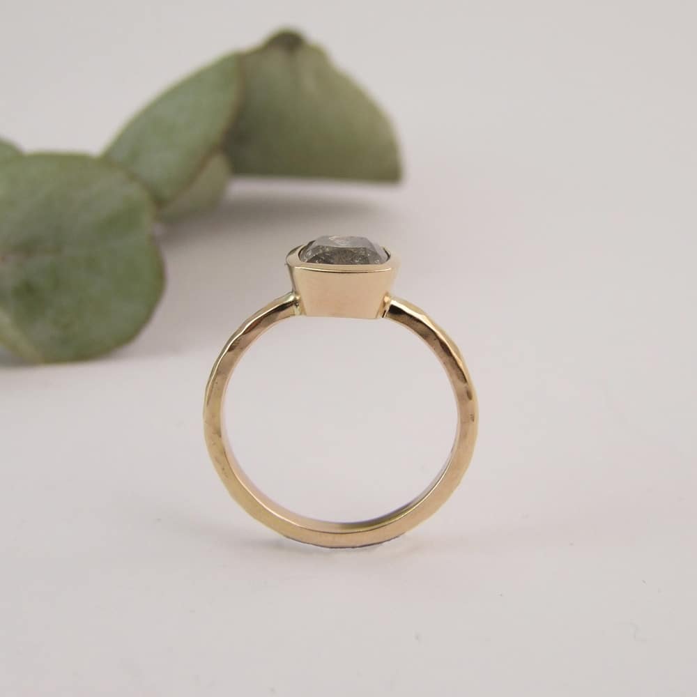 Cushion Cut Salt And Pepper Diamond Ring - Image 3
