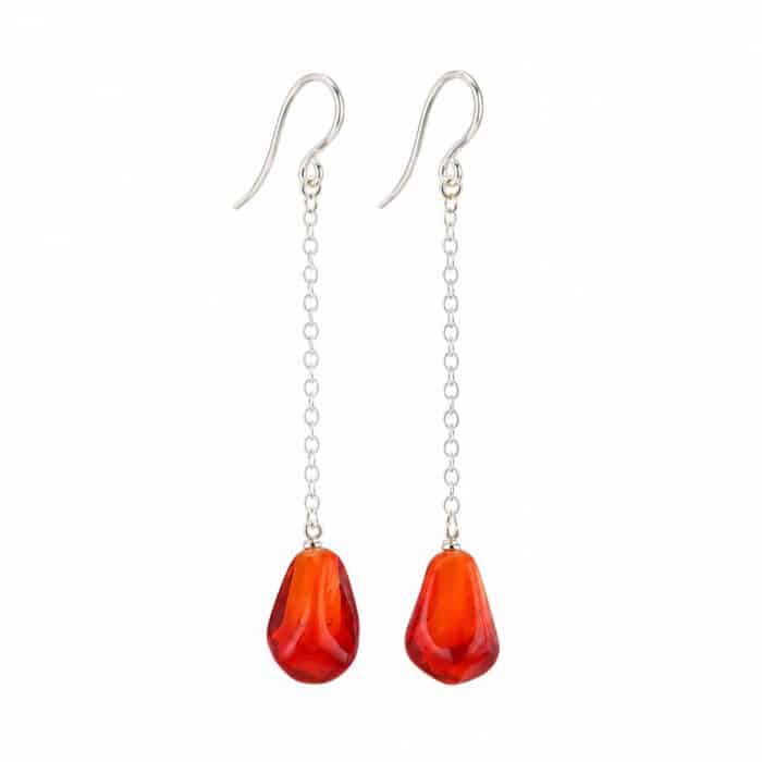 Glass Pomegranate Seed Chain Drop Earrings