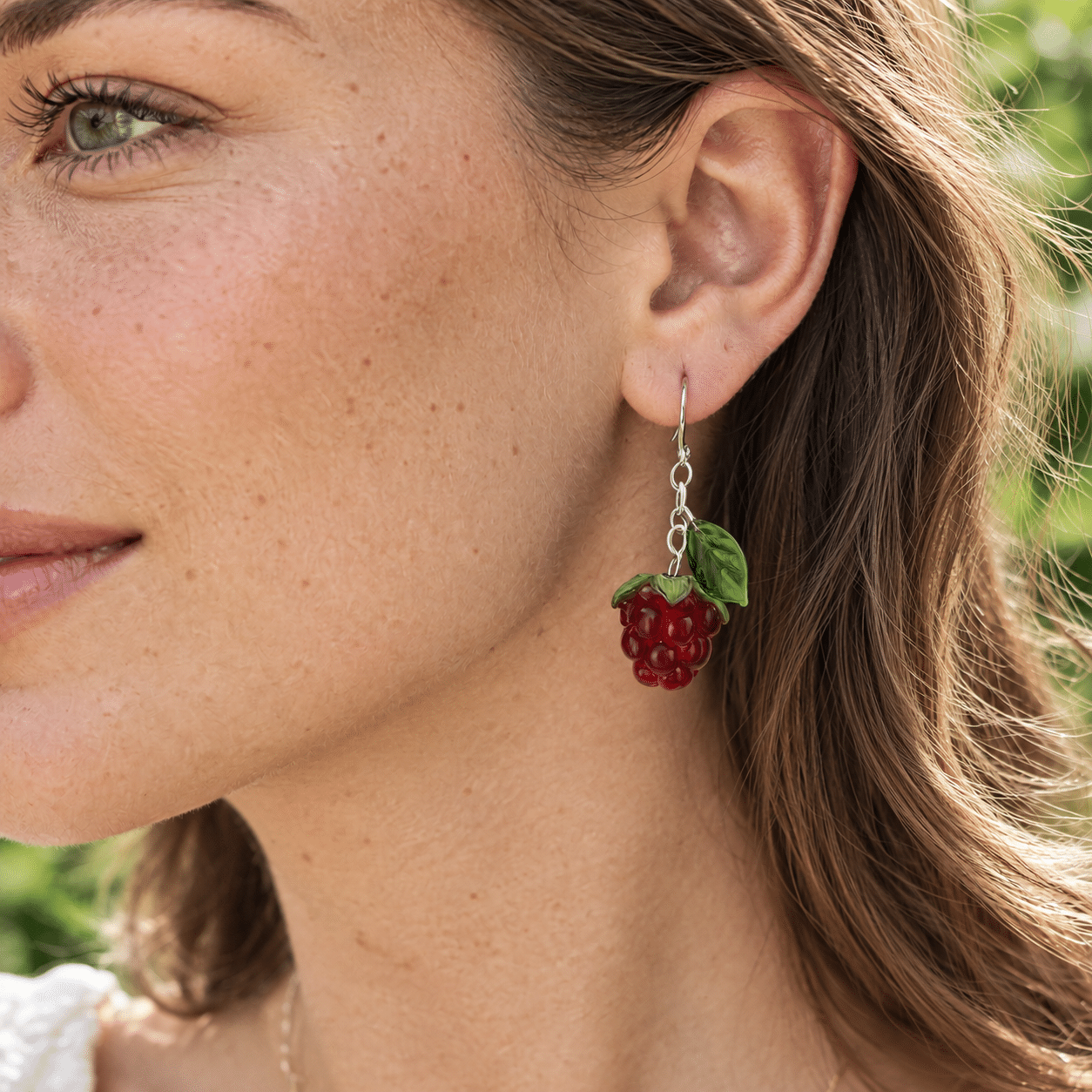 Glass Raspberry Hook Earrings - Image 2
