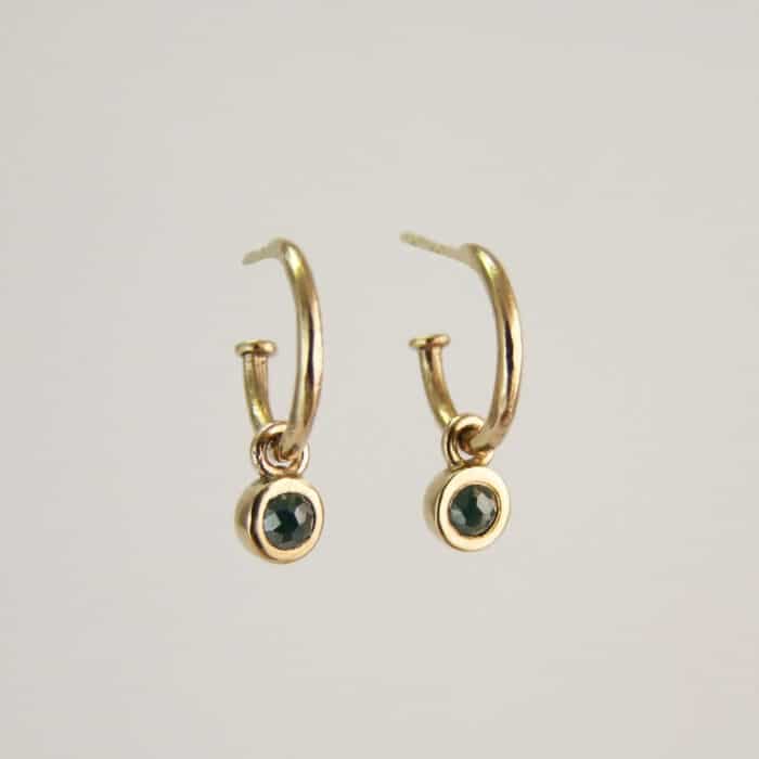 Teal Rose Cut Diamond Mini Hoops