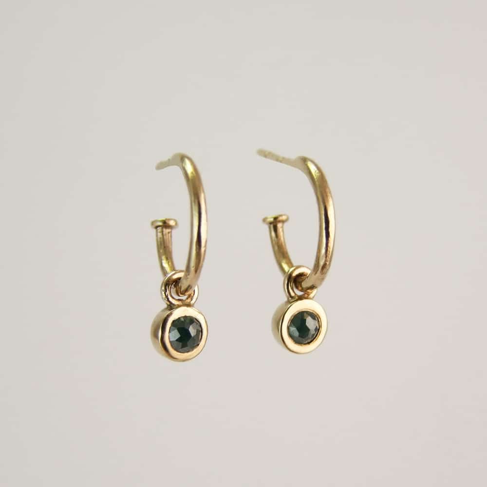 Teal Rose Cut Diamond Mini Hoops