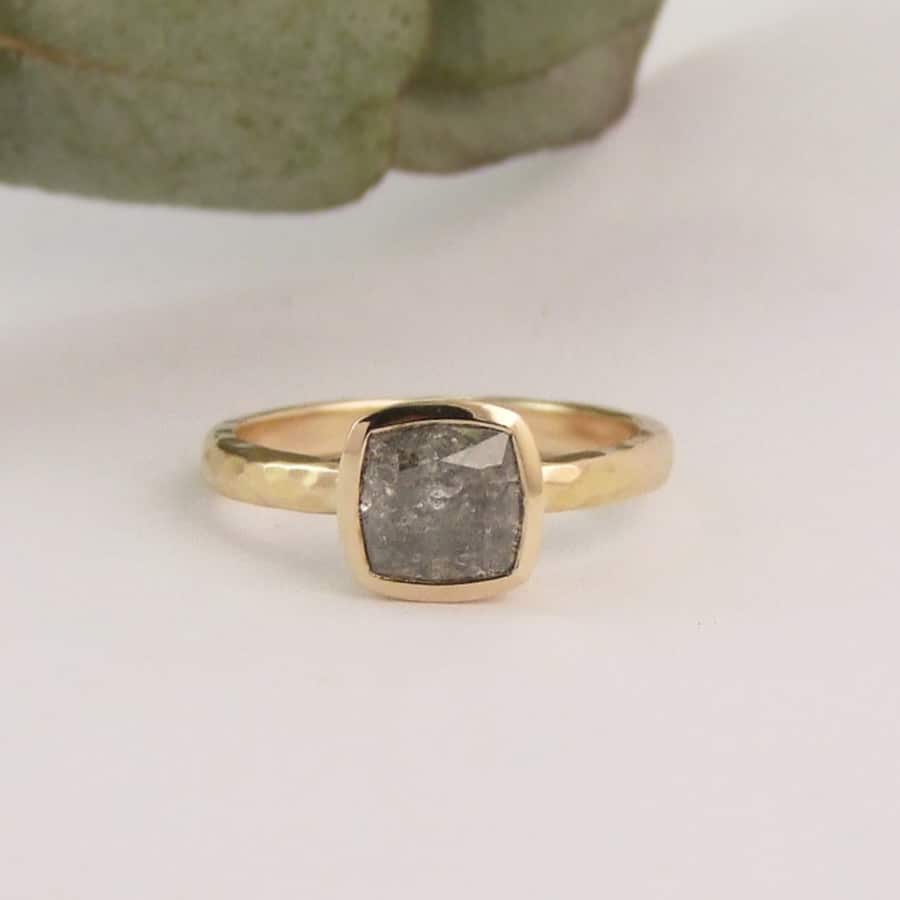 Cushion Cut Salt And Pepper Diamond Ring - Image 4