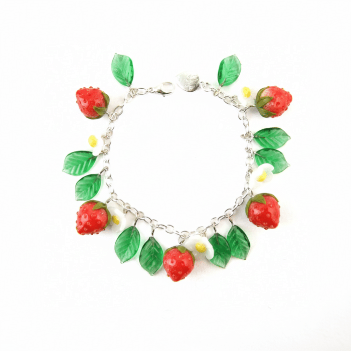 Glass Strawberry Bracelet