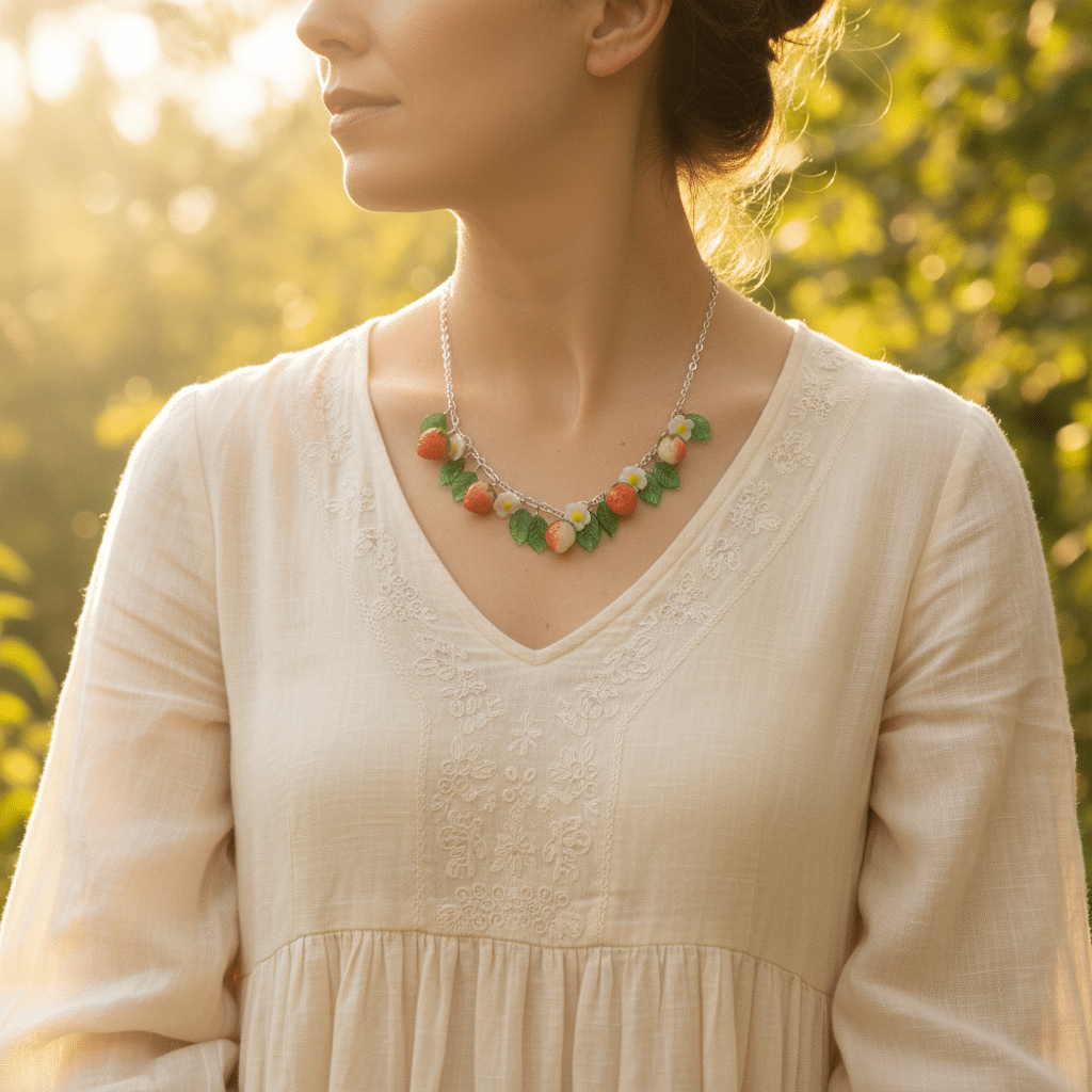 Glass Strawberry Necklace - Image 2