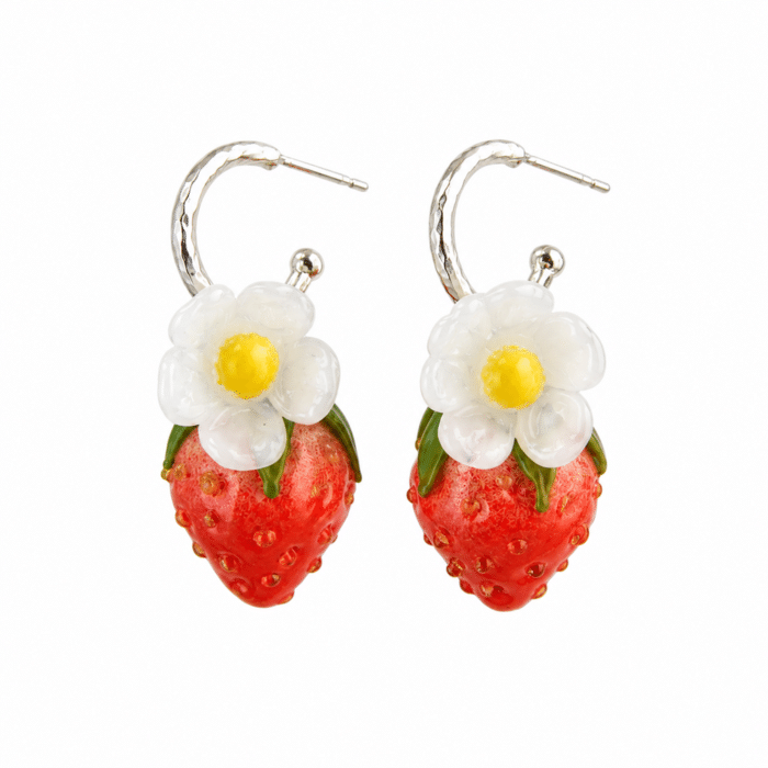 Glass Strawberry Mini Hoops
