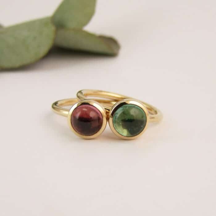 Tourmaline Cabochon Stacking Rings