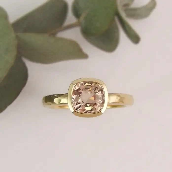 Golden Cushion Cut Sapphire Ring