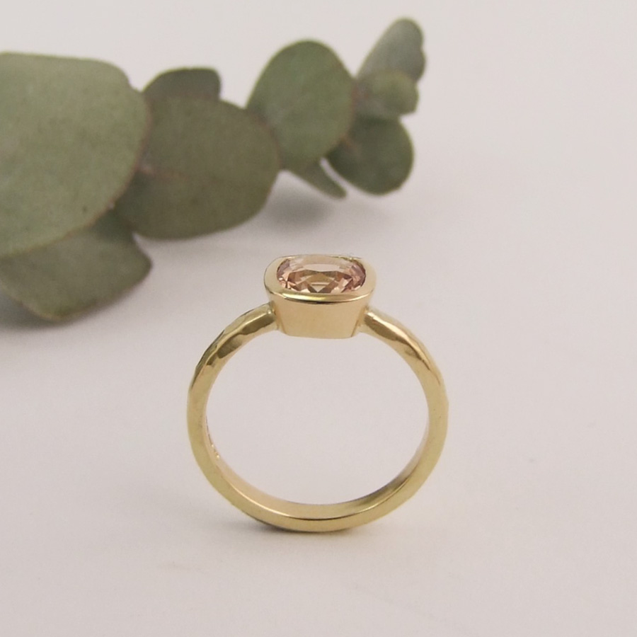 Golden Cushion Cut Sapphire Ring - Image 2