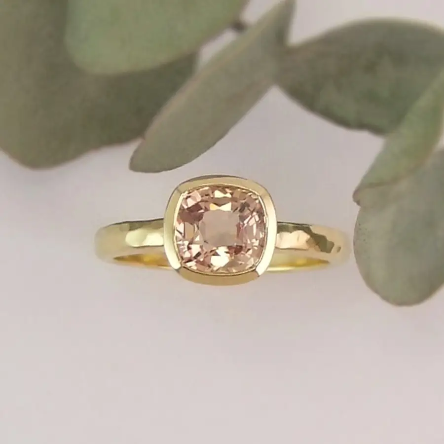 Golden Cushion Cut Sapphire Ring - Image 3