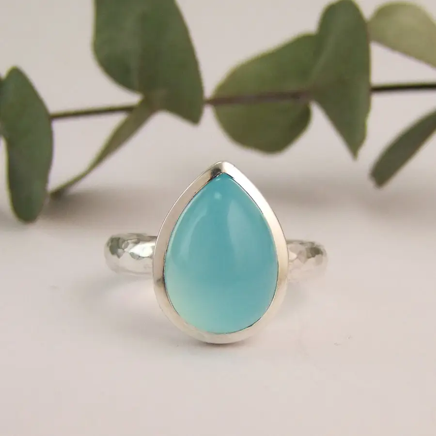 Seafoam Chalcedony Pear Shape Ring - Image 2