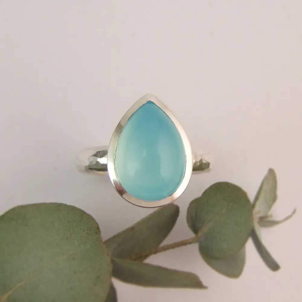 Seafoam Chalcedony Pear Shape Ring